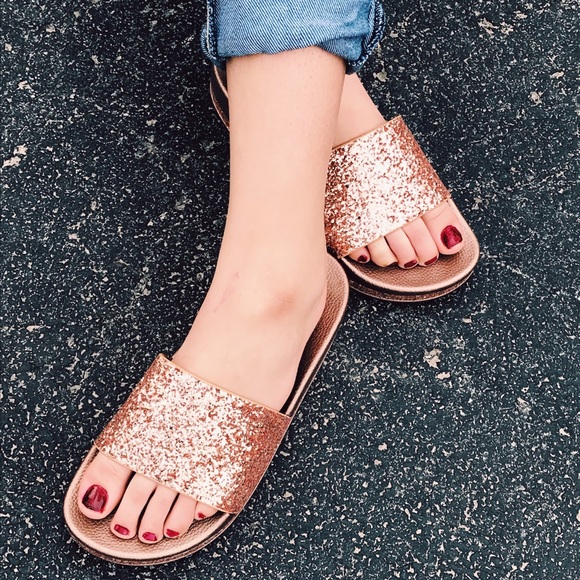 🆕LAST! Mermaid Rose Gold Glitter Sandals - Picture 1 of 4